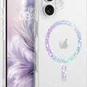 BENTOBEN Magnetic for iPhone 16 Plus Case, Clear Crystal Glitter 16Plus Phone Case Compatible with MagSafe, Shockproof Sparkly Cute Women Girl Cover for iPhone 16Plus 6.7 inch, Clear Bling Glitter