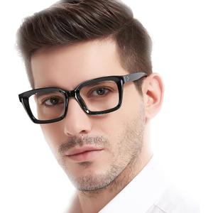 MARE AZZURO Retro Square Reading Glasses Men Large Readers (Black, 1.75)