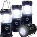 Collapsible Portable LED Camping Lantern XTAUTO Lightweight Waterproof Solar USB Rechargeable LED Flashlight Survival Kits for Indoor Outdoor Home Emergency Light Power Outages Hiking Hurricane 3-Pack