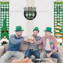 St Patrick's Day Welcome Sign Wreath For Front Door Decor Shamrock Hanging Door Sign Gnomes Pattern With Greenery & Bow Wooden Round St Patricks Day Decoration For The Home Farmhouse Decor 12x12 Inch (Black)