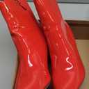 Jiu du Ankle Boots for Women Chunky Heel GoGo Boots Pointed Toe Side Zipper Dressy Go Go Short Booties (6.5)