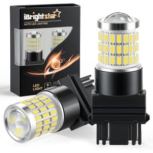 iBrightstar 3157 LED Bulb White, 4157 3156 LED Reverse Light Bulbs Super Bright for Tail Brake Lights Backup Lights Turn Signal Lights, 2 Pack