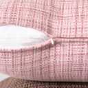 MIULEE Outdoor Waterproof Throw Pillow Covers Decorative Farmhouse Water Resistant Cushion Covers for Tent Patio Garden Couch Sofa Pack of 2, 18x18 Inch Pink