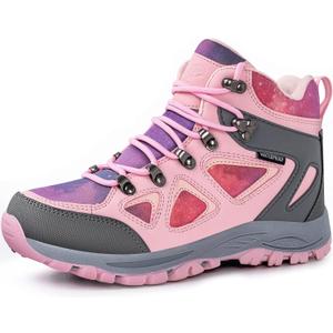 R CORD Kids Hiking Boots Waterproof Non-Slip for Outdoor Lace-Up Closure Girls Hiking Boots Durable TPR Traction Outsole Kids Hiking Shoes 5 Big Kid 