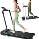 UREVO Strol 2E Smart 2-in-1 Folding Treadmill, Compact Walking Pad with Safety Handle, Plug and Play, Standing Desk Treadmill with Dual LED Display, Smart APP, Walking or Running for Home Office (Flaxen)