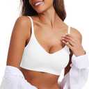 OEAK Womens Wireless Bras Comfortable Push Up Bra No Underwire Bra Full Support Lift Bralette Everyday Seamless Tshirt Bras White 3X-Large