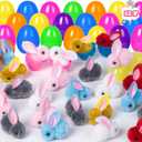 12 Pack Easter Egg Fillers Plush Bunny Toys, Mini Stuffed Animal Eggs for Kids Easter Basket Stuffers, Colorful Bunny for Toddler Teens Boys Girls Easter Party Favors & Egg Hunt Surprises