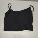 CRZ YOGA Butterluxe Cami Longline Sports Bras for Women - Square Neck Adjustable Padded Workout Crop Tank Top Camisole (Small, Black)