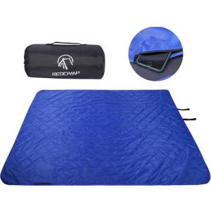 REDCAMP Large Waterproof Stadium Blanket for Cold Weather, Soft Warm Fleece Camping Blanket Windproof for Outdoor Sports, Blue