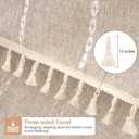 Seenus Boho Farmhouse Shower Curtain Heavyweight with Tassels, 72 x 84 Inch Extra Long Taupe Linen Textured Fabric Shower Curtain for Bathroom, Tan and White Striped Bath Dcor Curtain Water Repellent
