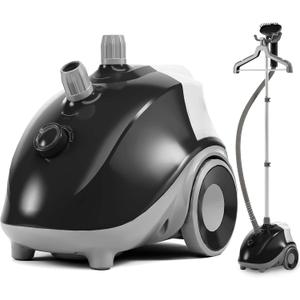 Sweetcrispy Standing Garment Steamer, 1500W Powerful Steamer for Clothes with Roll Wheels, 1.7L Water Tank for 55 Min Continuous Steaming, Professional Wrinkle Remover Heats in 45 Seconds (Black)