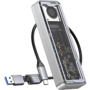 ORICO 40Gbps M.2 NVMe SSD Enclosure with Built-in Cooling Fan, Tool-Free Installation Aluminum NVMe Case, Support 2230 2242 2260 2280(M Key), Compatible with Thunderbolt 3/4 USB4/3.2/3.1/3.0/2.0