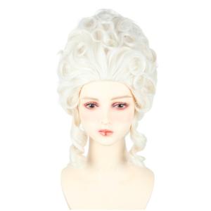 Colonial Wigs for Women Platinum Blonde Victorian Court Vintage Wig Baroque Fluffy Beehive Wigs Halloween Costume Party Dress Wig (Gold)