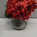 Hollyone Hydrangea Artificial Flowers in Vase Red Silk Fall Fake Flowers Arrangements with Glass Vase with Faux Water Faux Floral Bulk Bouquet for Office Table Centerpiece Shelf Home Decorations