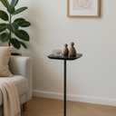 Modern Martini Pedestal Side Table - Small Metal Cocktail Stand for Living Room, Bar, or Small Spaces - Black End Table (Black)