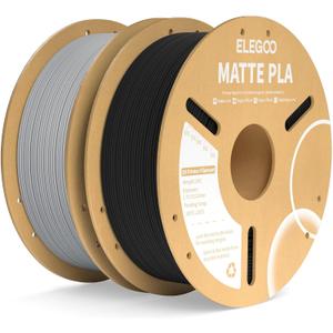 ELEGOO Matte PLA Filament Black & Slate Gray 2KG, 1.75mm 3D Printer Filament Dimensional Accuracy +/- 0.02mm, 2pcs 1kg Carboard Spool (2.2lbs) for Most FDM 3D Printers