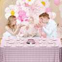 MEHOFOND 168pcs One Silly Goose Birthday Party Tableware Set for Girls, Silly Goose 1st Birthday Decorations Pink Gingham Plates and Napkins Sets for 24 Guests