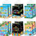 12PCS Schools Out for Summer Gift Bags Last Day of School Paper Bags Favor with Handles End of Schools Year Gift Goodie Bags for Goodbye School Hello Pool Summer Vacation Birthday Treat Pouch Supplies