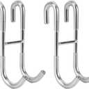 Simtive Shower Door Hooks (2-Pack), Towel Hooks for Bathroom Frameless Glass Door, Shower Squeegee Hooks, Silver
