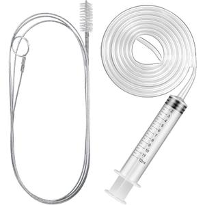 Gisafai 3 Pcs 36'' Refrigerator Cleaning Kit with 12 ml Syringe Compatible with Water Line for 1.5m Flexible Refrigerator Scrub Brush Flexible Feeding Tube Brush for Ice Maker Dispenser
