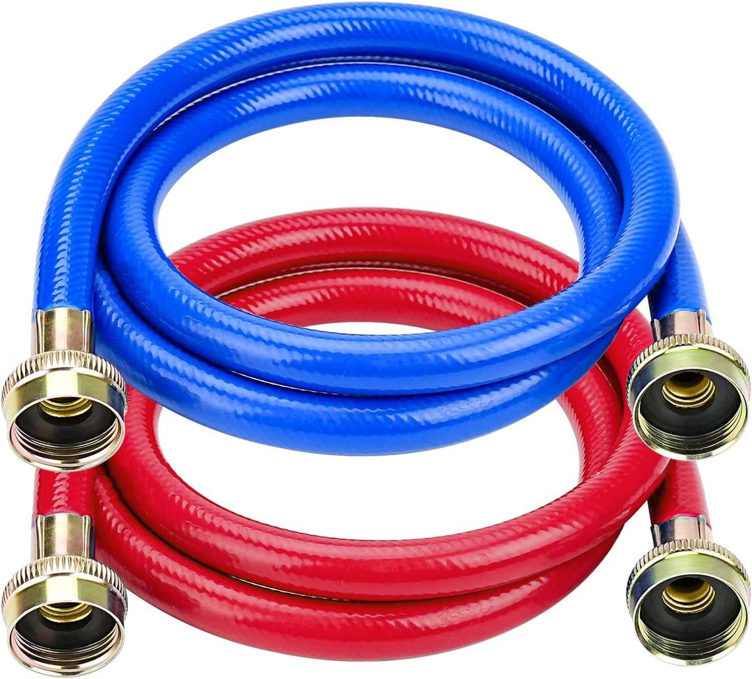 Cenipar 4FT Rubber Washing Machine Hoses Burst Proof 2 Pack For Hot and Cold Water 3/4" NPT Connection Water Supply Lines Fit for ALL Washing Machine