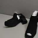 LAICIGO Womens Peep Toe Heels Chunky Heel Booties Open Toe Booty Cutout Dress Shoes with Back Zipper, 8½