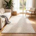 Bsmathom 5x7 Washable Area Rug, Boho Neutral Modern Soft Carpet Mat, Beige