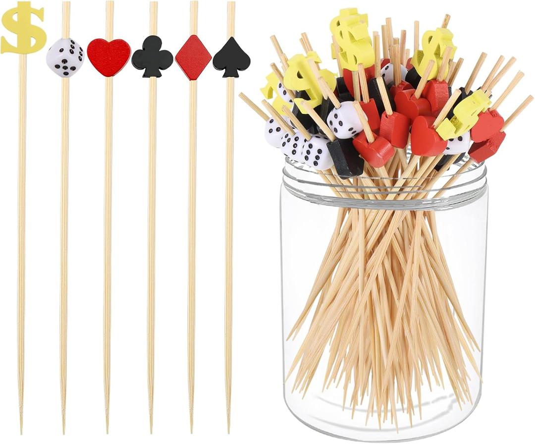 2 x 200Pcs Dice Cocktail Picks,4.7 Inch Casino Poker Toothpicks for Las Vegas Night Decorations Bunco Night Party Supplies,Style C