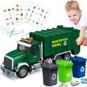 Kids Toys for 3 4 5 6 7 8 Years Old Boys, 15" Large Garbage Truck Toy, Friction Powered Garbage Recycling Truck with Lights and Sounds, 3 Trash Bins with Trash Cards, Birthday Gifts for Boys Girls, 6 x 10 x 4 inches