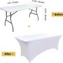 2-Pack 6ft White Spandex Table Covers for Rectangle Standard Folding Tables - Wrinkle Resistant Stretch Tablecloths - Ultimate Fitted Table Protector for Parties, Trade Shows, Banquet