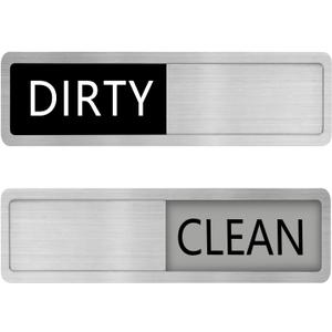 Kichwit Dishwasher Magnet, Stainless Steel Clean Dirty Sign, Magnetic, Works on All Dishwashers, Helps You Know Whether Dishes Are Clean or Dirty, 5.5 x 1.6 Inches, Black and Grey