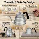 Barista Warrior Gooseneck Kettle with Thermometer - 1L Pour Over Coffee & Tea Kettle, 18/8 Stainless Steel Gooseneck Kettle Pot, Precision Pour Drip Spout, Suitable for All-Stoves (34 fl oz)