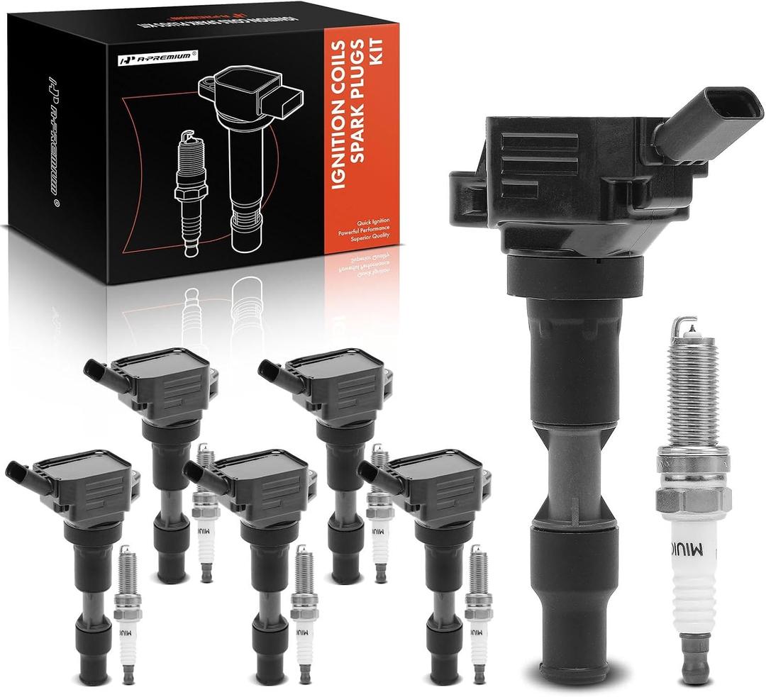A-Premium Set of 6 Ignition Coil Pack and Iridium Spark Plugs | Compatible with Kia Sedona 2018-2020, Telluride 2020-2023, Cadenza 2016-2020, Sorento & Hyundai Palisade & Genesis G80
