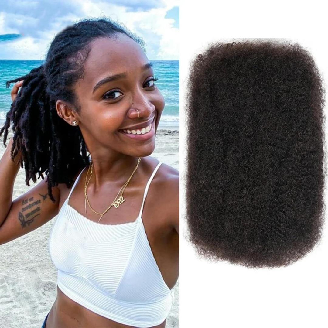 Afro kinkys Bulk Human Hair for Daredlocks Extensions Repair Locs Twist Braiding Afro Kinky Bulk Human Hair For Braiding 30g/pack(16 Inch,#1B) (#1B Natural Color)