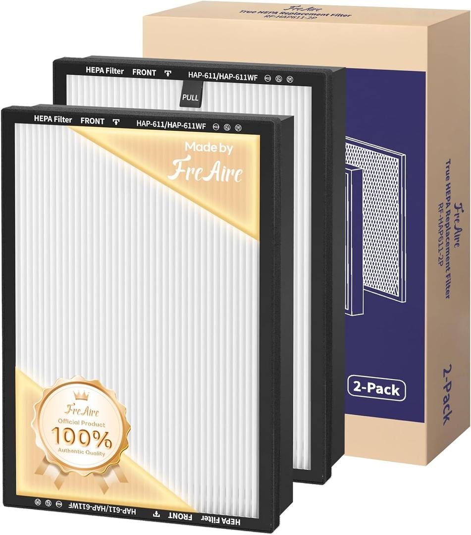Original FreAire Replacement Filter for HAP611WF Air Purifier Efficiently 3-in-1 H13 True High-Efficiency Activated Carbon Filter, 2 Pcak