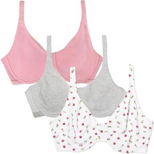Fruit of the Loom Women's Unlined Underwire Bra-Cotton & Spandex Blend for Natural Shape and Flexibility (42D)
