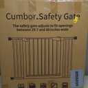 Cumbor 29.7-48" Baby Gate for Stairs, Mom's Choice Awards Winner-Dog Gates for Doorways, Auto Close Safety Pet Gate for Dogs Indoor, Easy Install Pressure Mounted Child Gate with Walk Thru Door, White