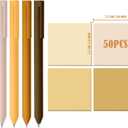 BAYTORY 320 Gradient Yellow Sticky Notes, 4 Rotatable Colored Gel Pens | Aesthetic Self-Stick Note & Multicolored Ink Pen, Colorful Memo Pads Easy to Post for Note Taking