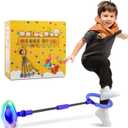 GleeGlow Ankle Skip Ball for Kids, Foldable Skip Ball Toy with Colorful Flash Wheel, Outside Toys for Kids, Gift for Girls & Boys Age 5 6 7 8 9 10 Years Old (Blue)