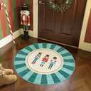 jinchan Round Christmas Rug 4ft for Entryway Nutcracker Washable Circle Christmas Bedroom Rug 4' Round Red Pink Xmas Non-Slip Soft Carpet Soldier Holiday Decor for Kitchen Living Room Porch