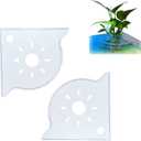 Aquarium Plant Holder for Rimless Fish Tank  2 Pcs Corner Shelf for Fish Tank Top, Aquatic Plant Planter & Organizer for Aquatic Plants, Decor, and Accessories (White)