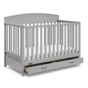 Graco Benton 5-in-1 Convertible Crib with Drawer GREENGUARD Gold Certified, Converts from Baby Crib to Toddler Bed, Daybed and Full-Size Bed, Full-Size Nursery Storage Drawer (Pebble Gray)