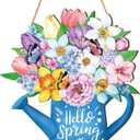 Spring door decorations Welcome hanging doorplate Outdoor wooden ornament for Farmhouse Porch Easter Party Home Seasonal Supplies