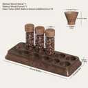 Single Dose Coffee Bean Storage Tubes Coffee Storage Container with One-Way Exhaust Valve,Coffee Bean Cellar 10 Pcs Dosing Glass Vials (2 Oz) Walnut Wood Stand Funnel And Lids