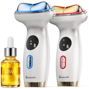 Cold & Heat Red Light Therapy with Serum - 7-in-1 LED Face Sculpting Tool for Depuffing, Sculpting, Lifting, Hot Electric Gua Sha & Cold Depuffing Wand for Face, Neck & Eye Area, Face&Neck Massager