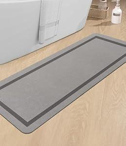 chakme Bathroom Mat Rugs Large 59x24, Ultra Thin Magic Mat Bath Rug Non Slip Bath Rugs Quick Dry Absorbent Bath Mats for Bathroom Floor, (Navy Blue, 59"x24")