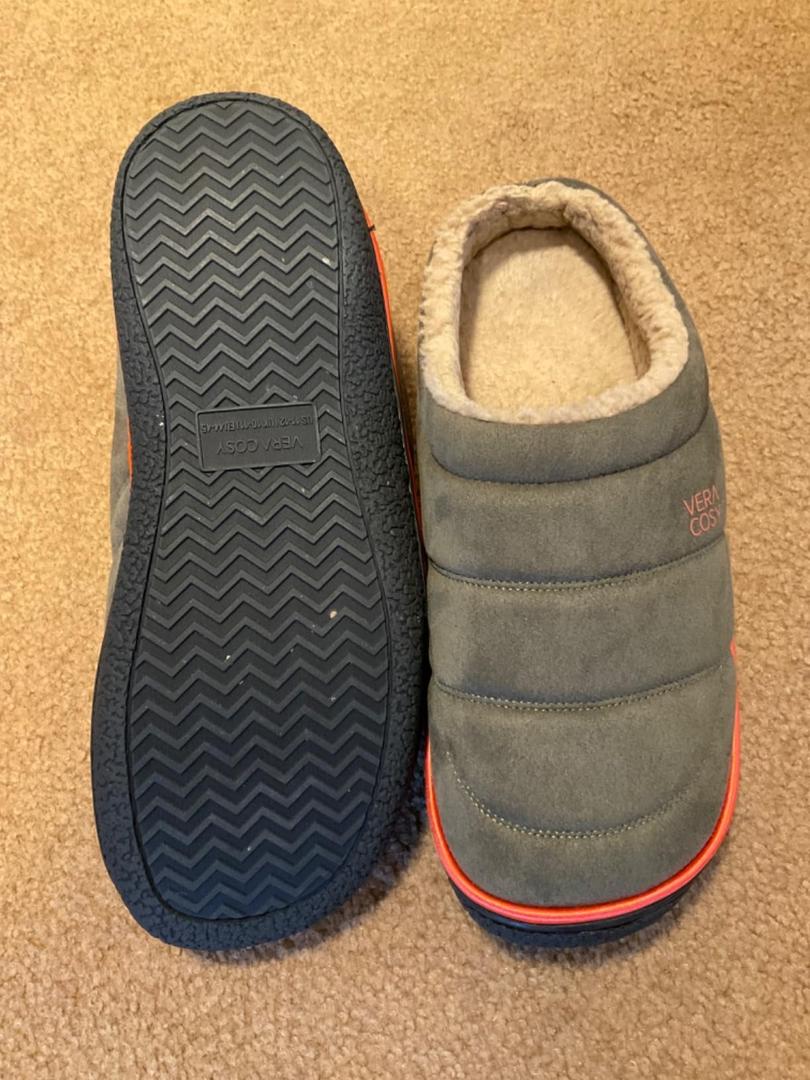 VeraCosy Men's Quilted Slip-on Slippers Technical-cloth Soft Fuzzy Comfy Non-slip Campground Style House Shoes Green 11-12