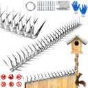 Bird Spikes,158inch Stainless Steel Bird Deterrent Spikes,Raccoon and Snake Deterrent,Squirrel Baffles for Bird Feeders,Pigeon Spikes for Outside,Anti climb spikes Garden Fences and Fruit Trees