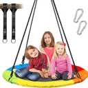 Trekassy 700lb 40 Inch Saucer Tree Swing for Kids Adults Outdoor 900D Oxford Waterproof with 2pcs Tree Hanging Straps, Steel Frame and Adjustable Ropes