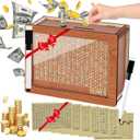 Money Saving Box Piggy Bank for Adults Kids 10000 Savings Challenge Box Money box Wooden Reusable Savings Box With $10000 5000 3000 2000 1000 500 Target Best Gift for Kids Adult Friends(8Sheets,Brown)